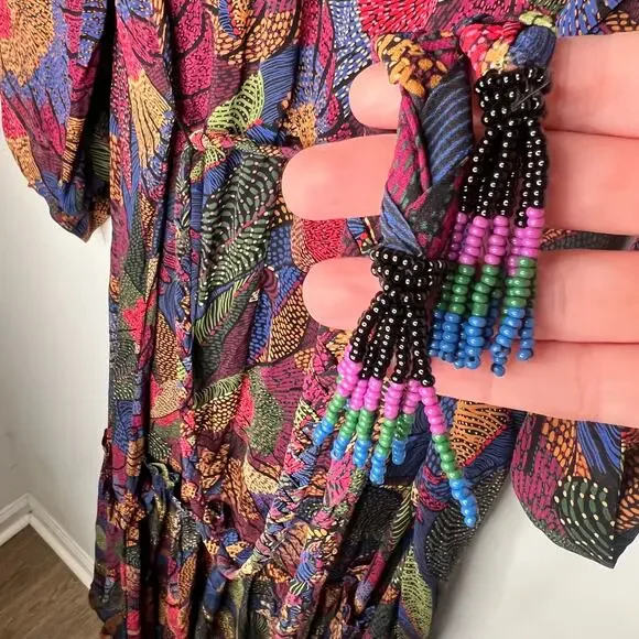 Farm Rio Dotted Macaws Maxi Dress Size Large NWT - Picture 4 of 8